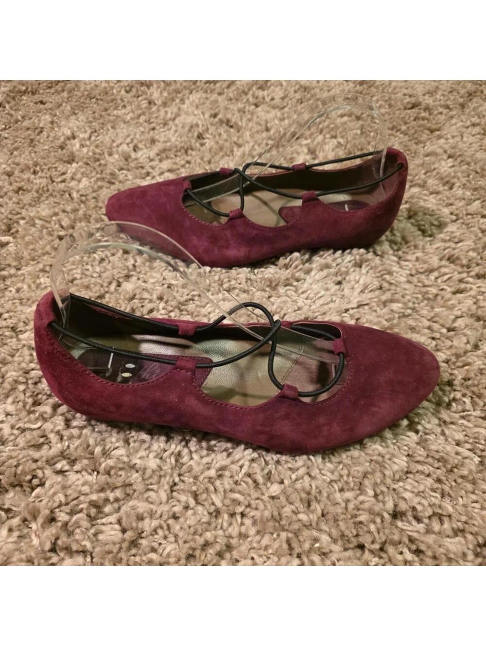 Earth Earthies Y2K Maroon Suede Leather ballet flats sz 8 US - Picture 2 of 8